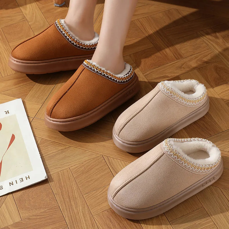 Modische Flauschige Plattform-Pantoffeln für Damen | Winter Plüsch & Warme Baumwollschuhe | Bequeme Rutschfeste Unisex Hausschuhe Kaufschwan®