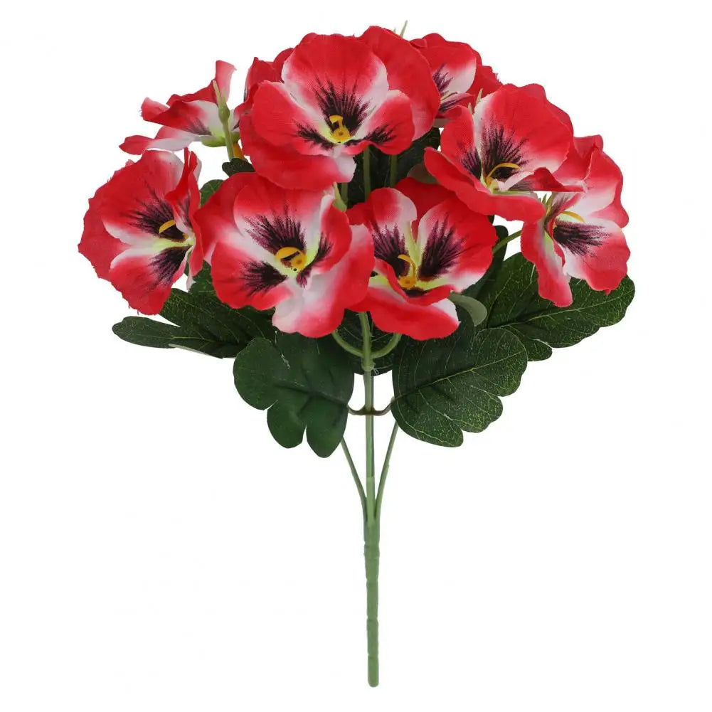 Künstliche Stiefmütterchen – UV-beständiger Kunstblumenstrauß für Vase, Garten, Veranda, Balkon & Innen-/Außendekoration Kaufschwan® Rot