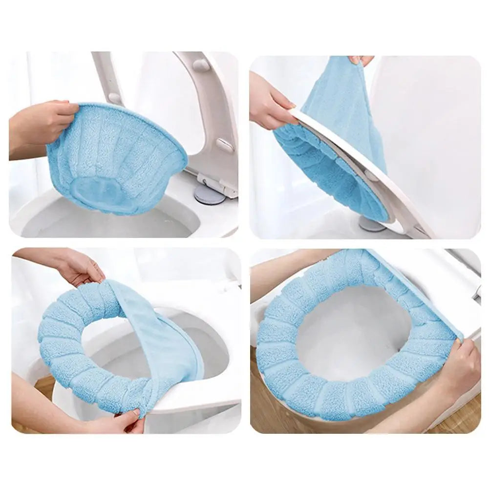 Warme WC-Sitzauflage – Strick-Toilettensitzbezug für Winter | Weiche O-förmige Waschbare Toilettenauflage in Einfarbigem Design (1 Stück) Kaufschwan®