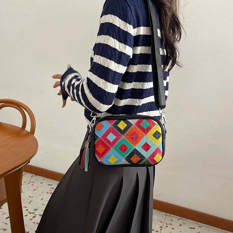 Kleine Bunte Ledertasche – Luxus Damen Handtasche, Crossbody & Schultertasche in Hochwertiger Verarbeitung Kaufschwan®