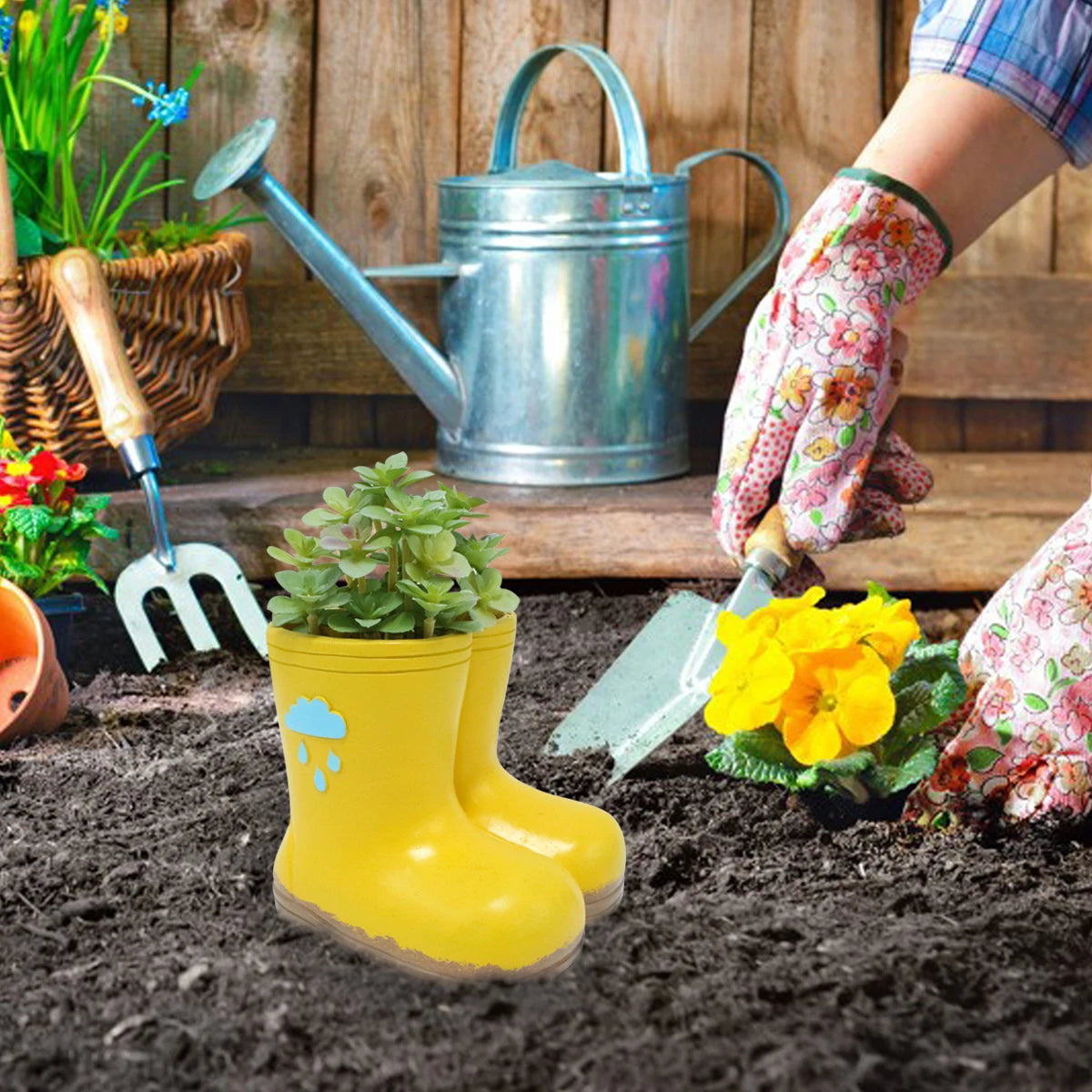 Garten-Mikrolandschaft, stiefelförmiger Blumentopf, Büro-Stiftehalter, handgefertigtes Resin-Kunsthandwerk Kaufschwan®