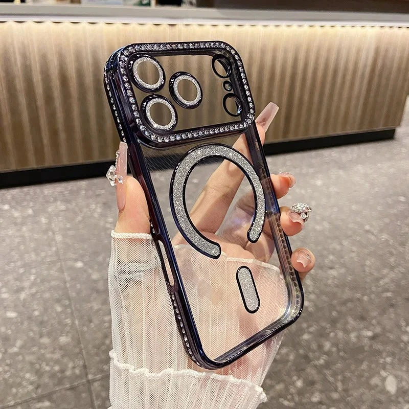 Funkelnde Transparente Magnethülle für iPhone 18 Pro & iPhone 18 Pro Max – Kristalloptik, Kabelloses Laden & Stoßschutz Kaufschwan®