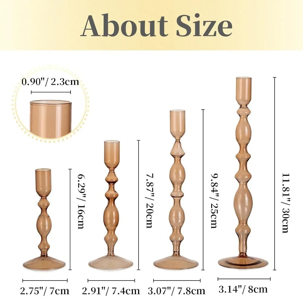 Transparente (3 Stück) Kerzenhalter – Elegante Gewellte Kerzenständer für Stabkerzen zur Wohn- & Party Dekoration