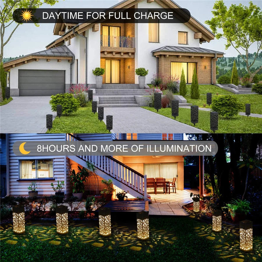 LED Solar Gartenleuchten 2/6 Stück – Wasserdichte Außenlampen mit Hohlmuster für Weg, Terrasse & Hofdekoration Kaufschwan®