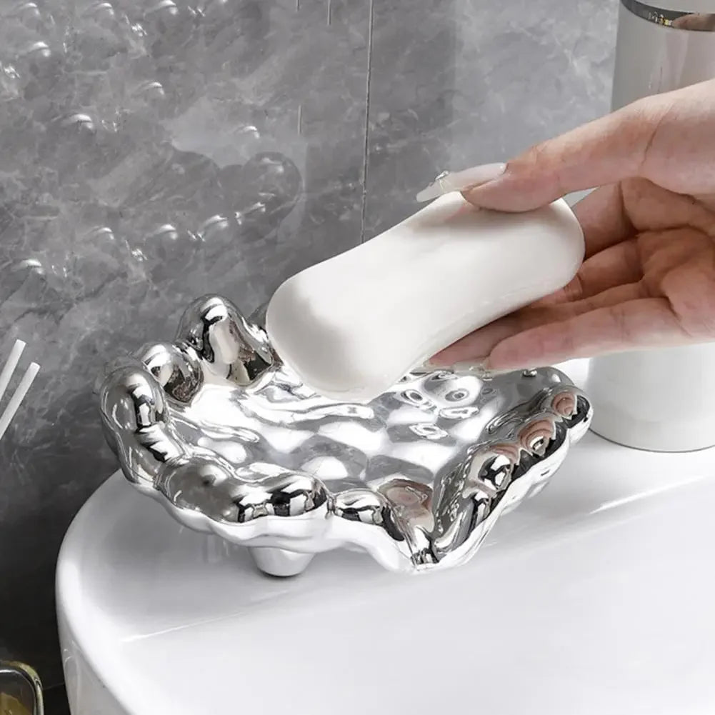 Schnellablauf-Seifenschale – Weiß/Gold/Silber Seifenhalter für Waschbecken & Badezimmer, Trocknet Schnell, Dropshipping-geeignet Kaufschwan®
