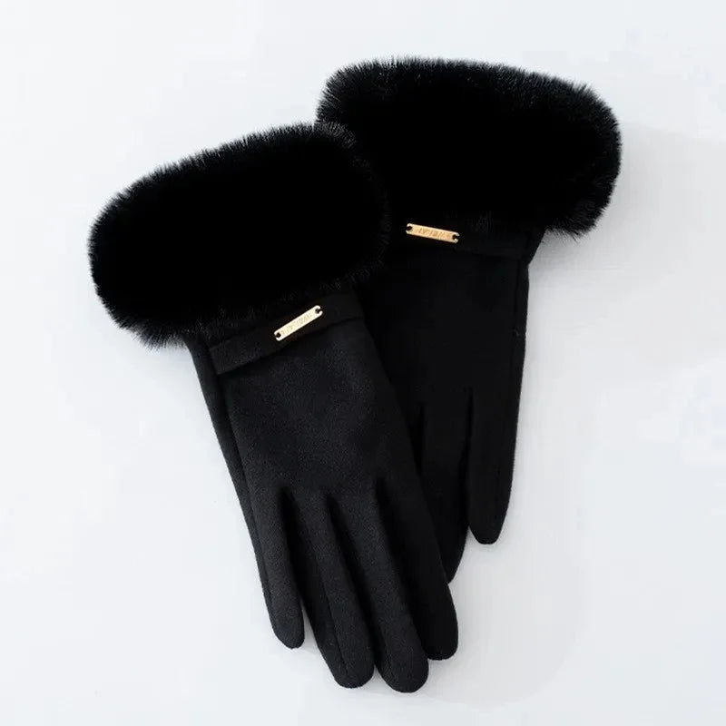 Damen Winterhandschuhe aus Wildleder – Elegante Touchscreen Handschuhe mit Samtfutter | Warme Verdickte Handschuhe für Autofahren & Radfahren Kaufschwan®