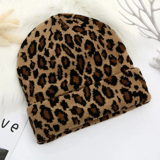Dicke Leopard Jacquard Beanie Mütze – Trendige Unisex Strickmütze für Herbst & Winter | Warme Vintage Hip Hop Mütze für Damen & Herren Kaufschwan®