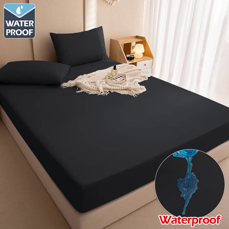 100% Wasserdichter Matratzenschoner – Spannbettlaken-Stil mit Gummizug | Einzel-, Doppel- & King-Size (140/160/180x200cm) Kaufschwan® Schwarz 200X200X30CM