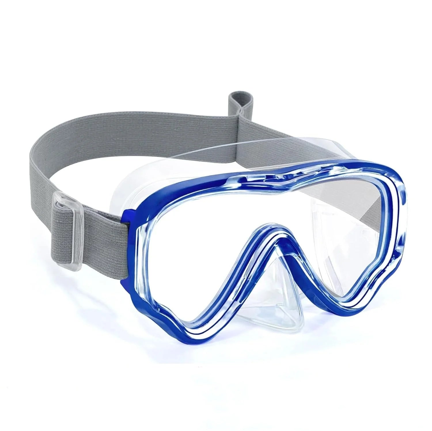 Kinder Schwimmbrille mit Nasenschutz | Elastischer Riemen | Anti-Beschlag & Bruchsichere Gläser | Tauchmaske für Kinder 3–14 Jahre Kaufschwan® Blau