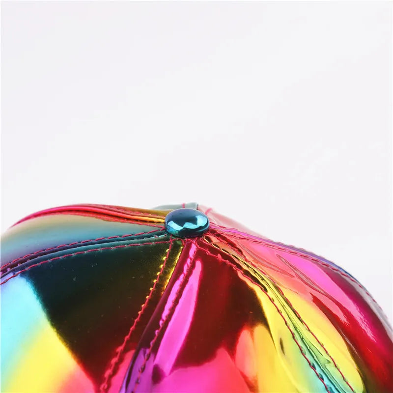 Unisex PU Rainbow Farbwechsel Baseballkappe | Fashion Erwachsenen Laser Hip Hop Kappe | Outdoor Freizeit Snapback Glänzende Party Kappe Kaufschwan®