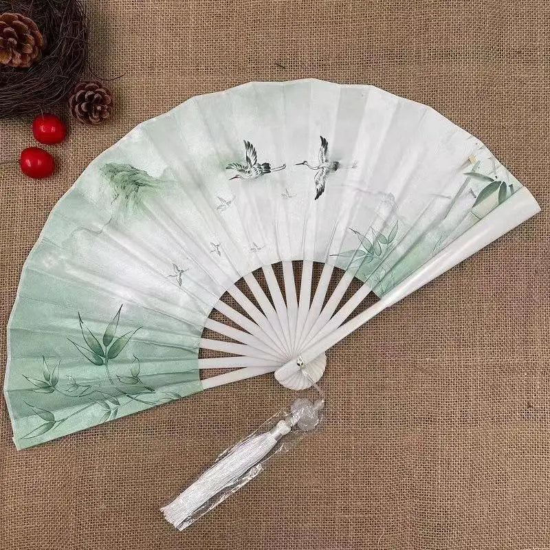 Retro Drachen Faltfächer | Beidseitiger Seidenstoff Handfächer | 8-Zoll Tragbarer Chinesischer Hanfu Fächer für Damen & Herren Kaufschwan®