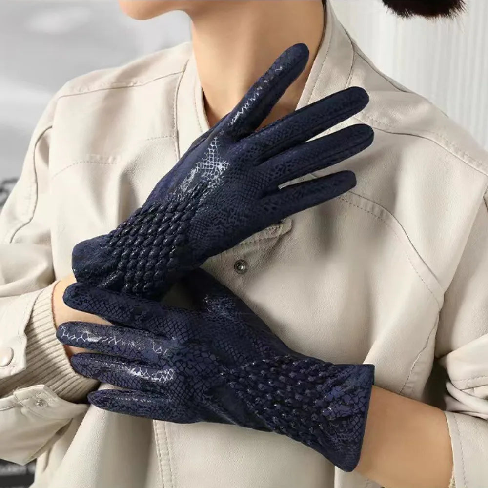 Schlangenleder-Muster Winterhandschuhe – Unisex Touchscreen Handschuhe | Warme Modische Handschuhe für Autofahren & Outdoor Kaufschwan®