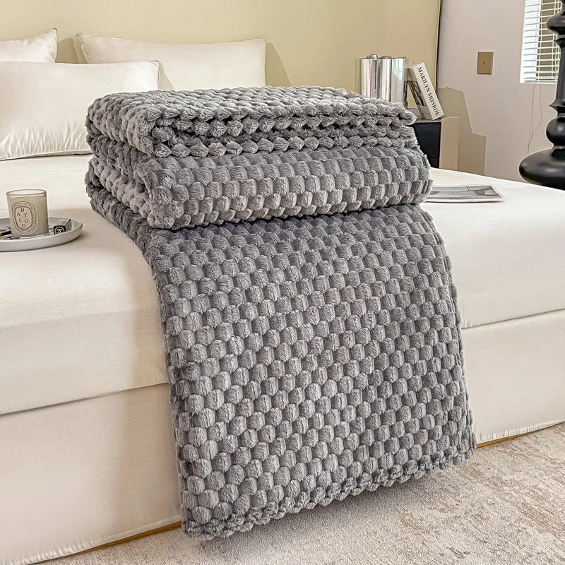 Kariert Weiche Warme Flauschige Samtdecke – Gemütlicher Sofaüberwurf & Bettdecke für Erwachsene, Kinder & Haustiere Kaufschwan® Grau 70x100cm(28x39inch)