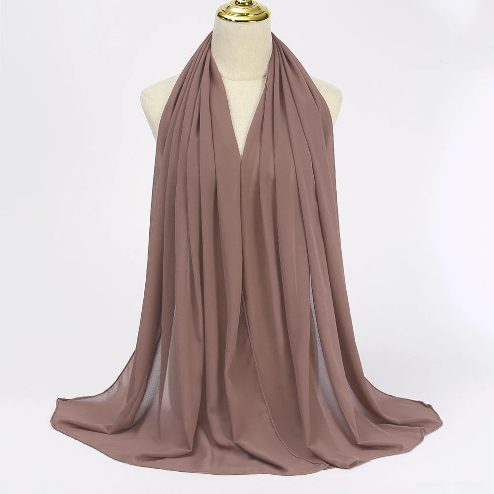 Muslimischer Chiffon Hijab Schal – Damen Langer Einfarbiger Kopf Schal | Eleganter Jersey Schleier & Modisches Umschlagtuch