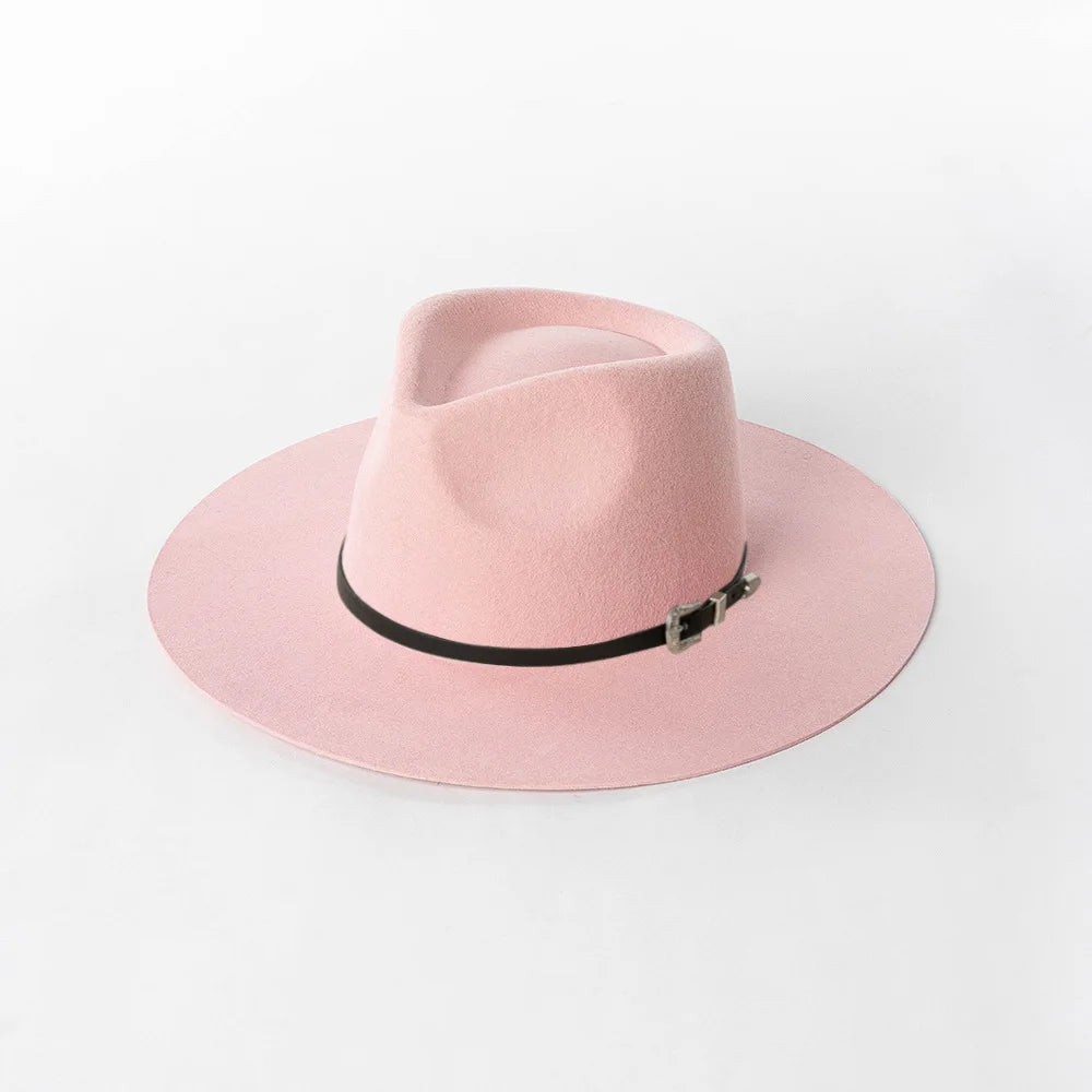 Herbst & Winter Unisex Woll-Fedora Hut – Vintage Jazzhut mit Krone & Schwarzem Lederband, Stylischer Hut mit Breiter Krempe