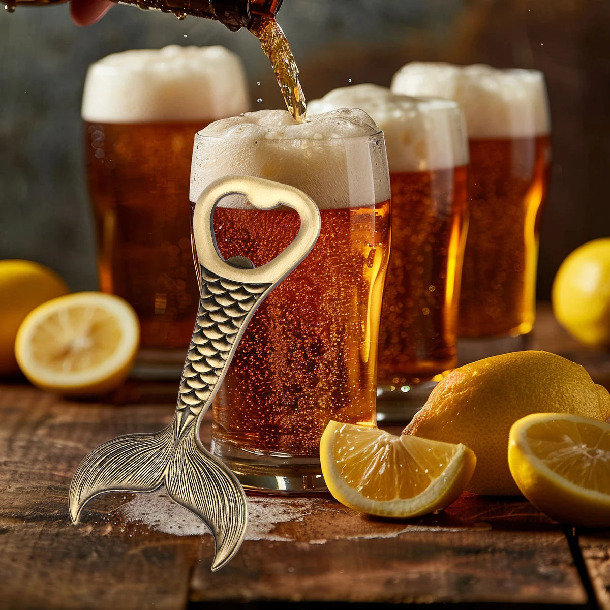 Fischschwanz Bierflaschenöffner aus Metall – Luxuriöser Korkenzieher für Angler Kaufschwan®