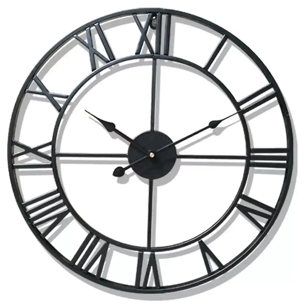 3D Römische Zahlen Metall Wanduhr – Leise Nordische Retro Deko Uhr Kaufschwan® Schwarz 40cm