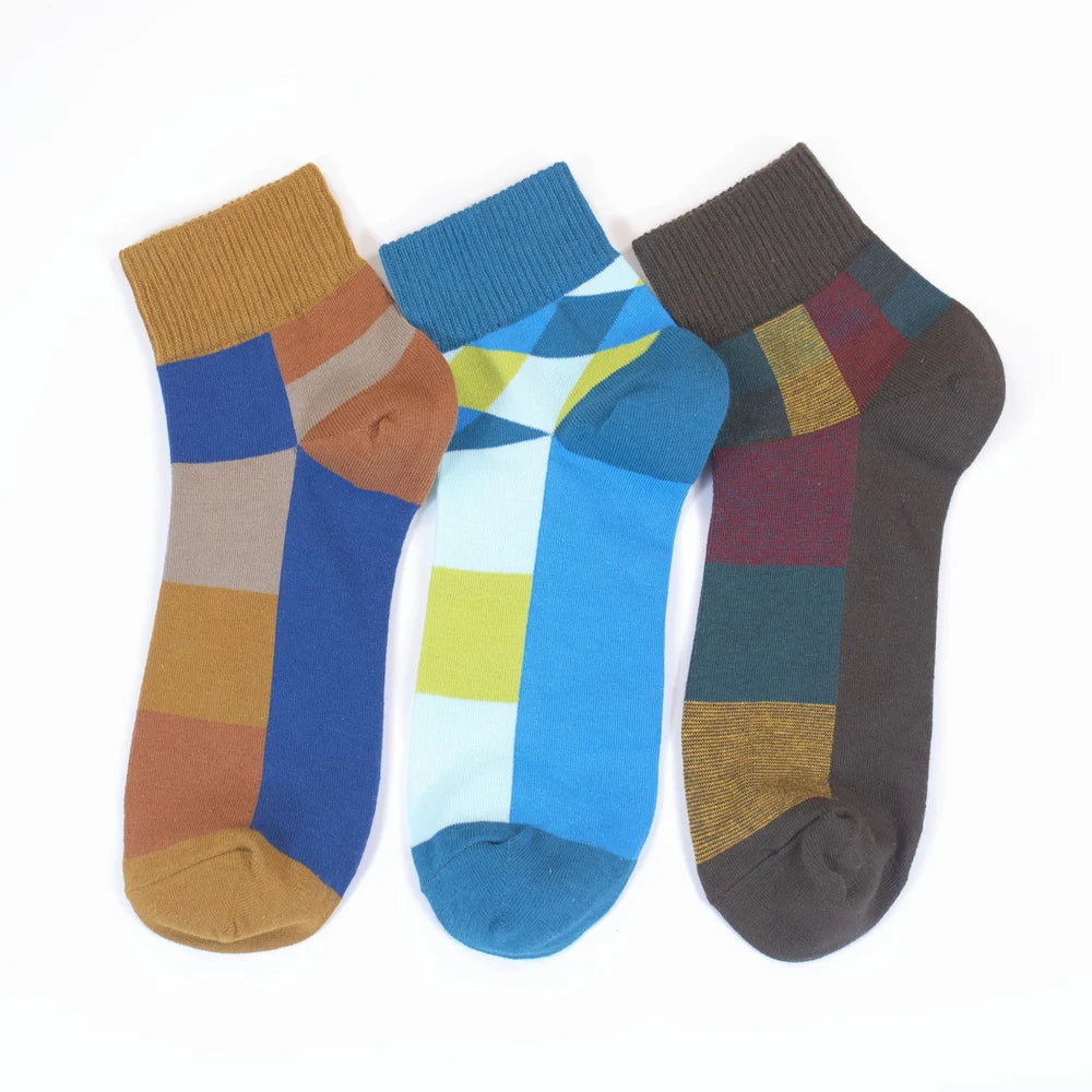 5 Paare Herren Frühling/Sommer Baumwolle Mehrfarbige Kurze Bootssocken | Hochwertige Modische Innovative Kurzsocken Kaufschwan®