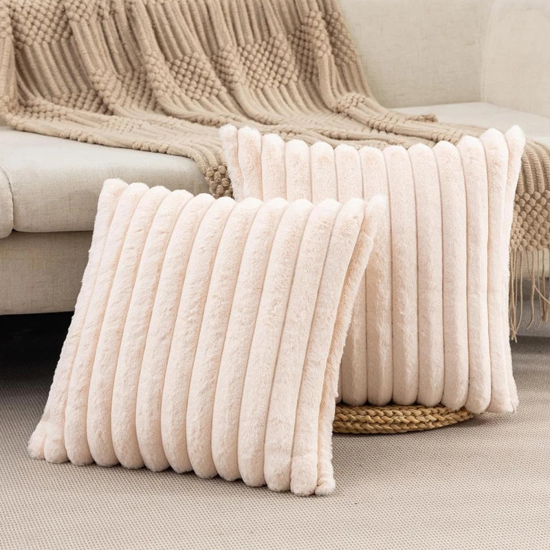 Weiß & Rosa Dekorativer Kissenbezug | Flauschiger Weicher Überwurf für Sofa, Couch & Wohnkultur | 45x45cm Kaufschwan®