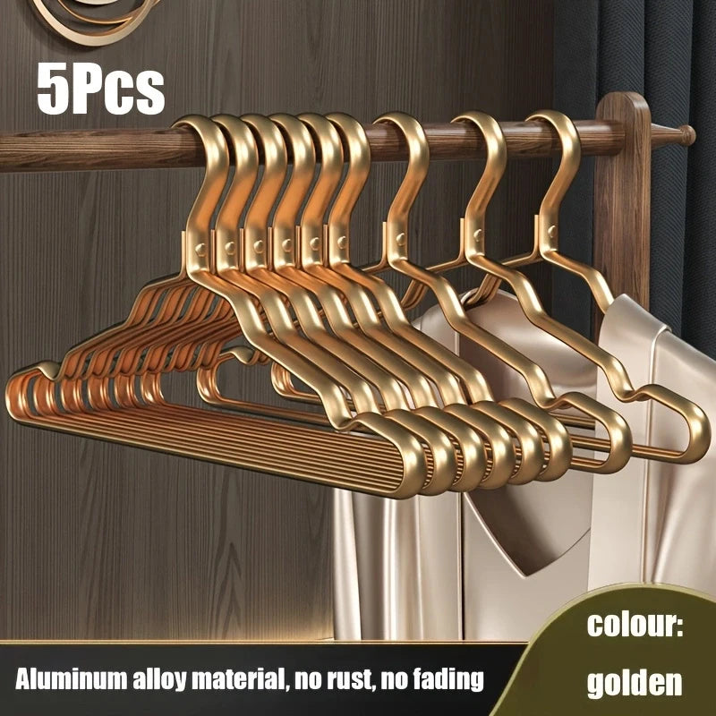 Metall Kleiderbügel – Robuste Glatte Kleiderbügel für Hemden, Mäntel und Hosen Kaufschwan® 5 Stück - Gold