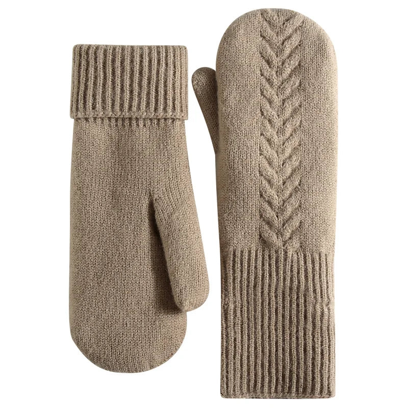 Strickhandschuhe Winter – Doppel-Layer Samt Gefüttert | Warme Verdickte Vollfinger Winterhandschuhe für Damen & Herren Kaufschwan®