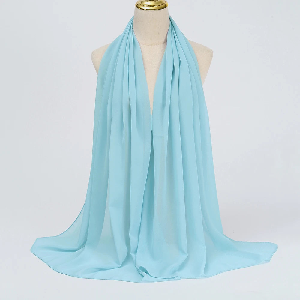 Muslimischer Chiffon Hijab Schal – Damen Langer Einfarbiger Kopf Schal | Eleganter Jersey Schleier & Modisches Umschlagtuch