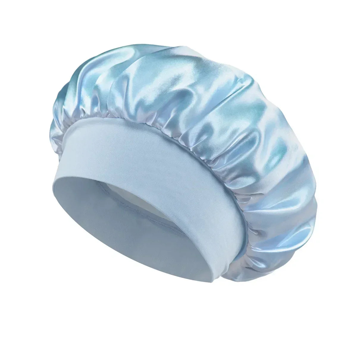 Satin-Schlafhaube für Damen – Große Elastische Haarhaube mit Breitem Weichem Band für Lockiges Haar und Nachtpflege