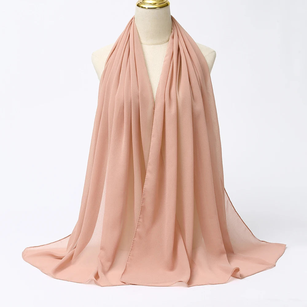 Muslimischer Chiffon Hijab Schal – Damen Langer Einfarbiger Kopf Schal | Eleganter Jersey Schleier & Modisches Umschlagtuch