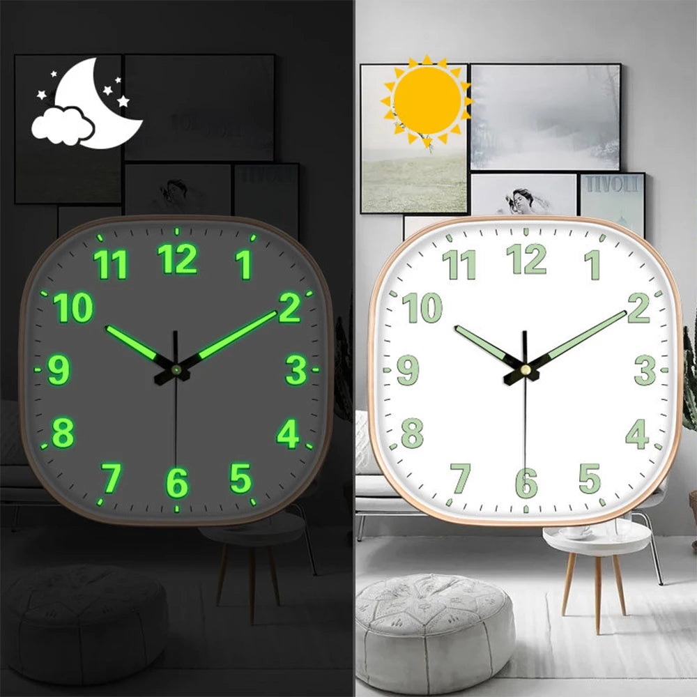 Quadratische Leuchtende Wanduhr – Leise Quarz Moderne Deko Uhr Kaufschwan® Gold 8 Zoll