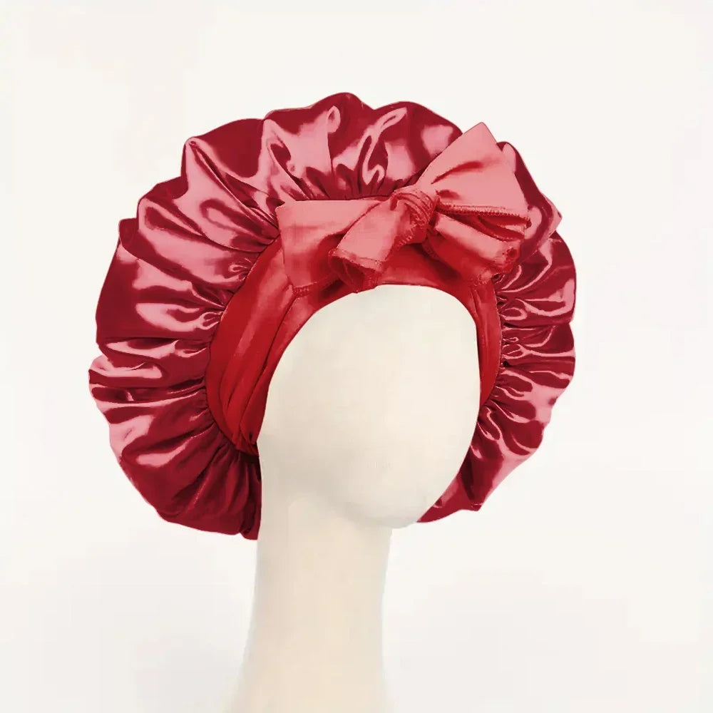 Verstellbare Satin-Schlafhaube – Seidig Weiche Haarhaube mit Bindeband für Damen und Herren