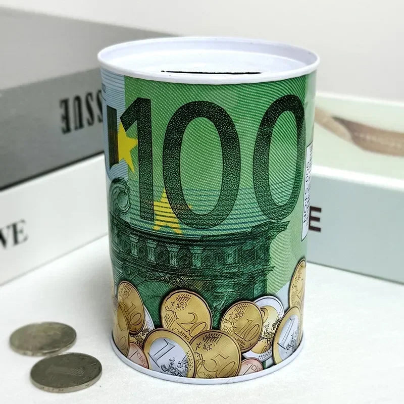 Zylindrische Euro Design Blech Sparbox – Wiederverwendbare Münz Aufbewahrung für Zuhause Kaufschwan® Grün