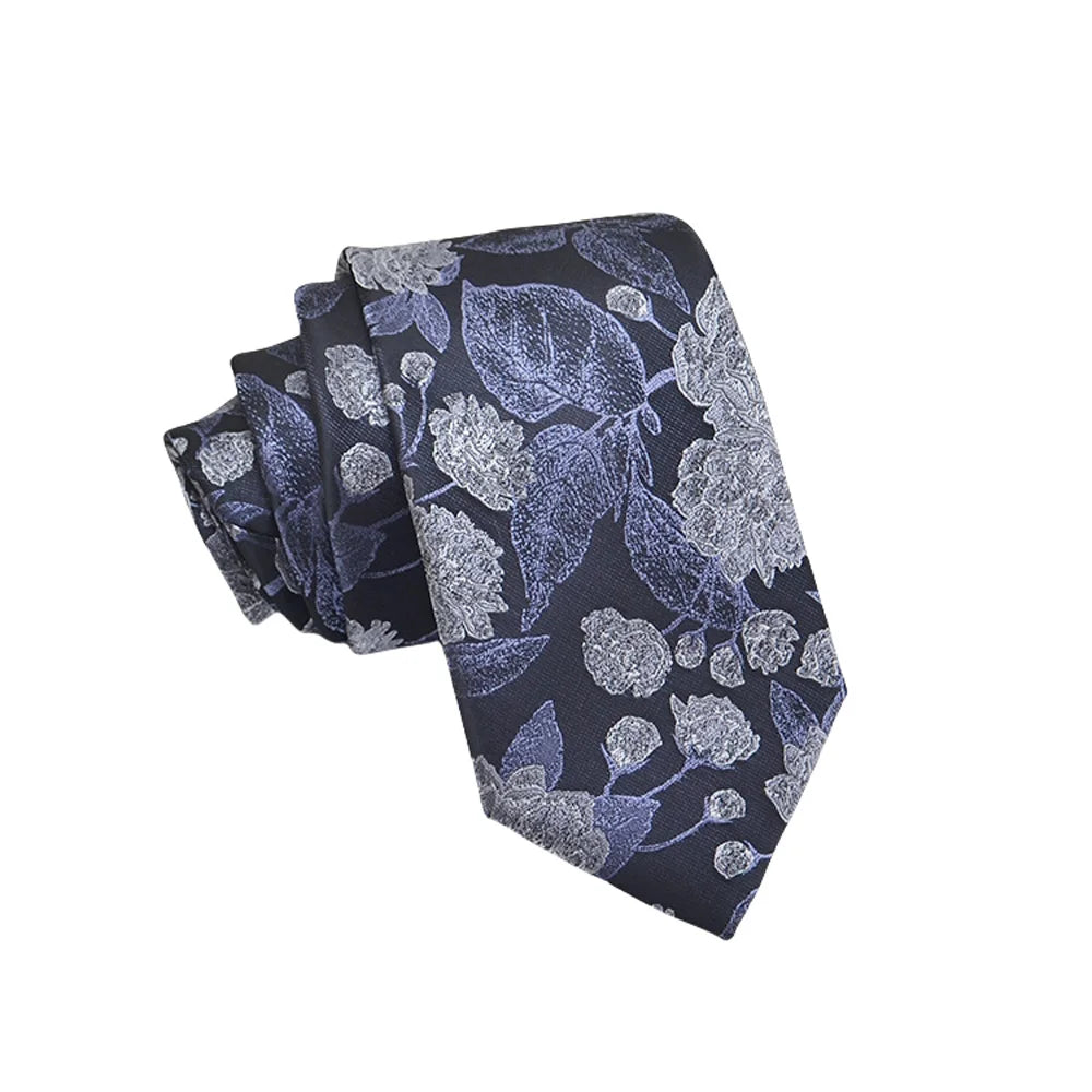 Herren Jacquard-Krawatte 8 cm – Hochwertige Krawatte mit Punkt- & Blumenmuster | Elegantes Accessoire für Business, Büro & Hochzeit