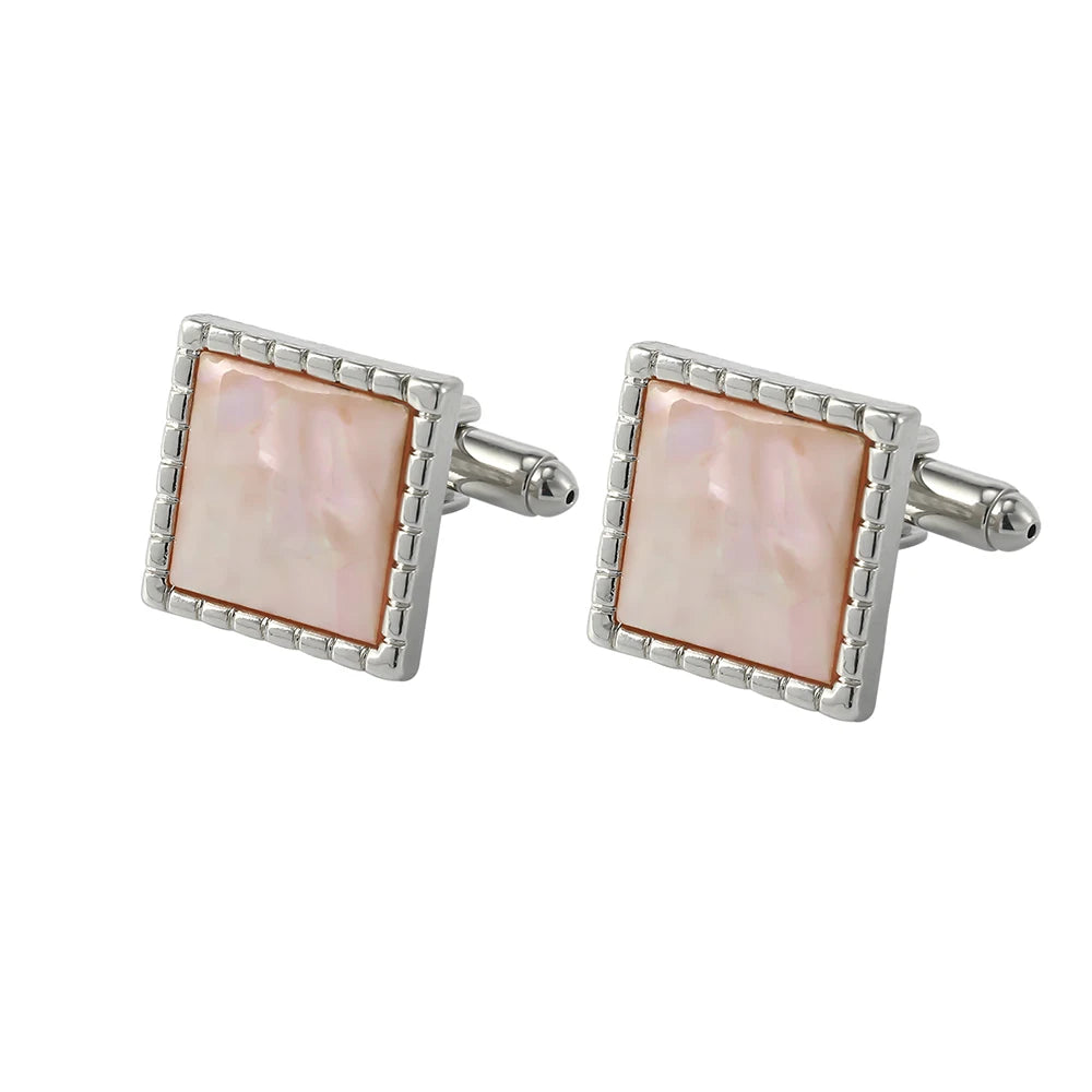 Herren Manschettenknöpfe mit Abalone Muschel – Rechteckiges Design | Eleganter Schmuck für Hochzeit, Party & Geschenk für Vater oder Ehemann Kaufschwan® Rosa