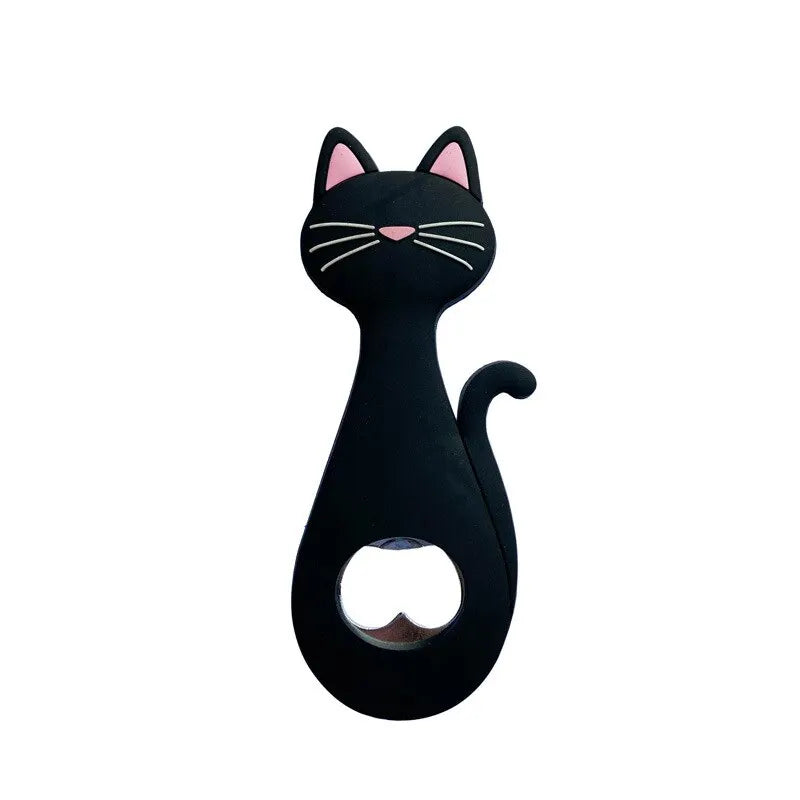 Süßer Katzen Flaschenöffner Magnet – Kühlschrank Dekoration Geschenk Kaufschwan® Schwarz