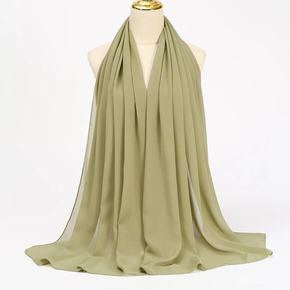 Muslimischer Chiffon Hijab Schal – Damen Langer Einfarbiger Kopf Schal | Eleganter Jersey Schleier & Modisches Umschlagtuch