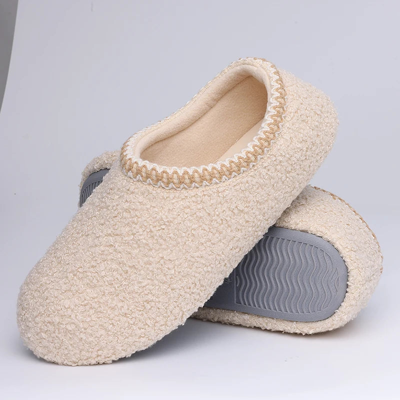 Winter-Hausschuhe für Damen | Warme Modische Flache Schuhe | Rutschfeste & Verschleißfeste Outdoor-Slipper Kaufschwan® Beige 37