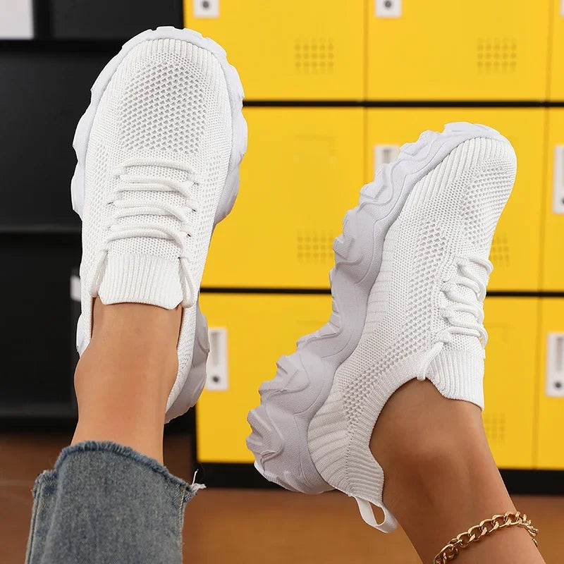 Damen Mesh-Sneaker mit Schnürung – Leichte Atmungsaktive Schuhe | Modische Bequeme Trainings- & Walkingschuhe Kaufschwan®