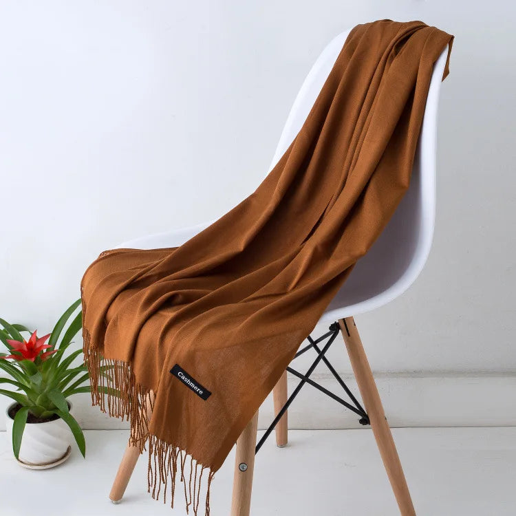 Damen Pashmina Schal | Weich wie Kaschmir | Warmer Winter Schal, Reise- & Büro-Accessoire Kaufschwan® Orange 70x200CM