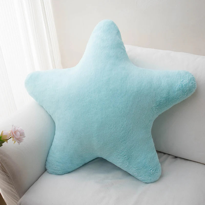 Sternförmiges Plüschkissen | Weiches Dekokissen | Niedliches Kissen für Kinderzimmer & Wohnzimmer Kaufschwan® Blau