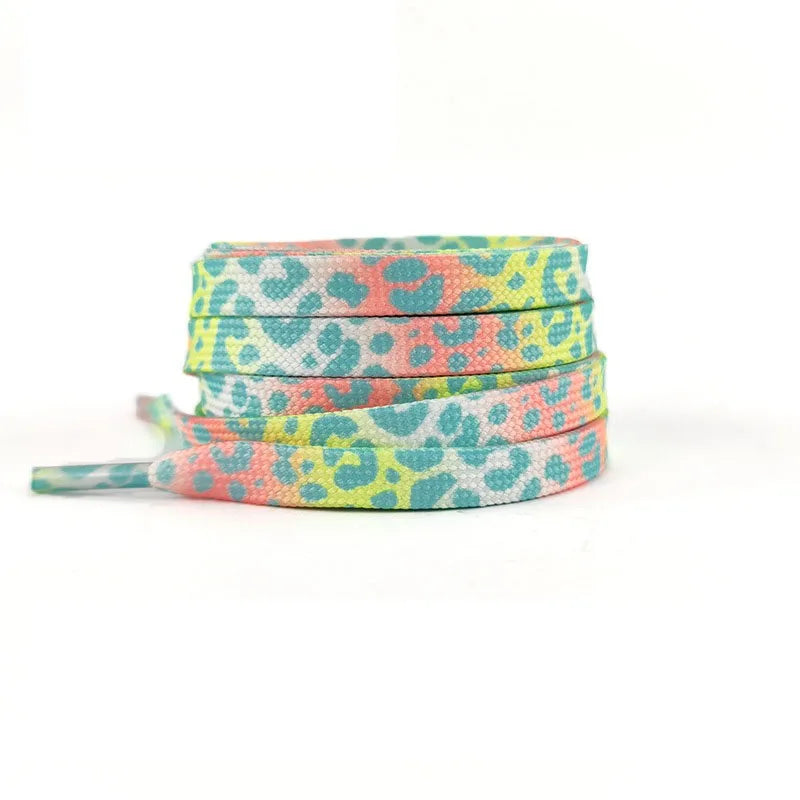 Flache Modische Schnürsenkel – Leopardenmuster & Tie-Dye Farbverlauf | Stilvolle Laces für AF1, AJ1 & Leinensneaker Damen & Herren Kaufschwan® Orange Gelb 120cm