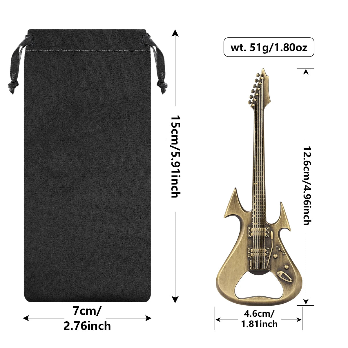 Gitarren Flaschenöffner aus Metall – Bronze/Grau Geschenk für Musikliebhaber Kaufschwan®