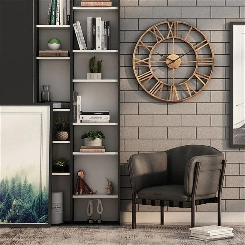 3D Römische Zahlen Metall Wanduhr – Leise Nordische Retro Deko Uhr Kaufschwan®