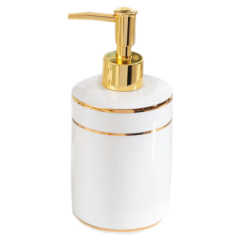 Tragbarer Keramik-Lotion- und Seifenspender – Nachfüllbare Shampoo- und Duschgel-Flasche mit Druckpumpe Kaufschwan® F-500ML