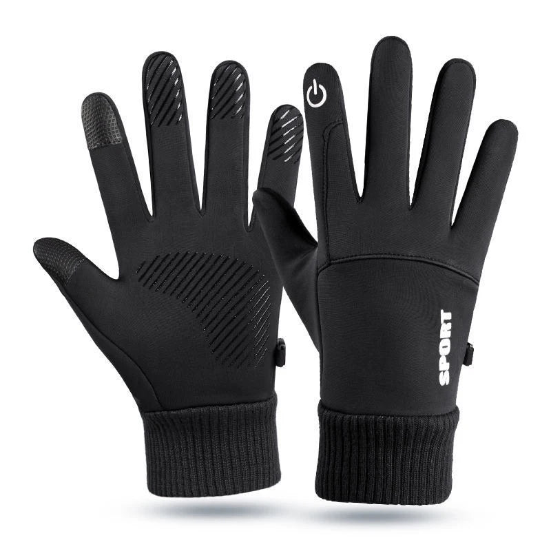 Winter Fahrrad- & Autofahrer-Handschuhe – Herren Touchscreen Handschuhe | Warme Samtfutter Handschuhe mit Anti-Rutsch für Motorrad, Wandern & Klettern Kaufschwan® Schwarz L