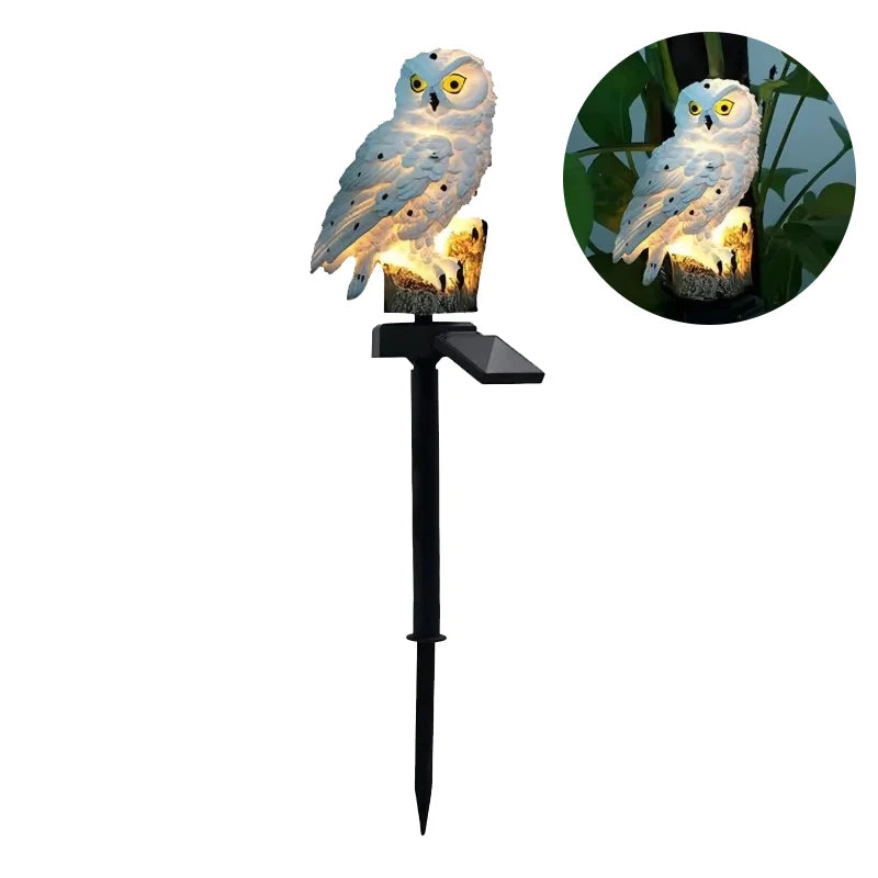 Solarbetriebene LED-Feehaus-Gartenleuchte – Miniatur-Resin-Hütte, Wasserdichte Außenbeleuchtung für Rasen & Weihnachtsdekoration Kaufschwan® Weiße Eule