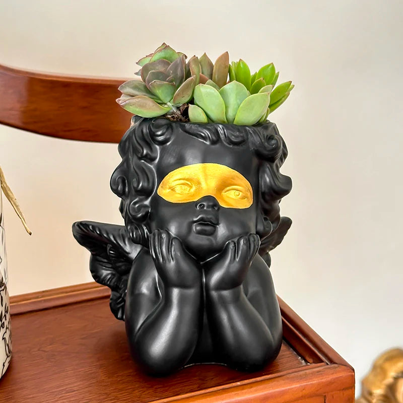 Niedlicher Maskierter Engel Blumentopf – Dekorativer Sukkulenten Pflanzhalter | Balkon & Garten Dekoration Kaufschwan®