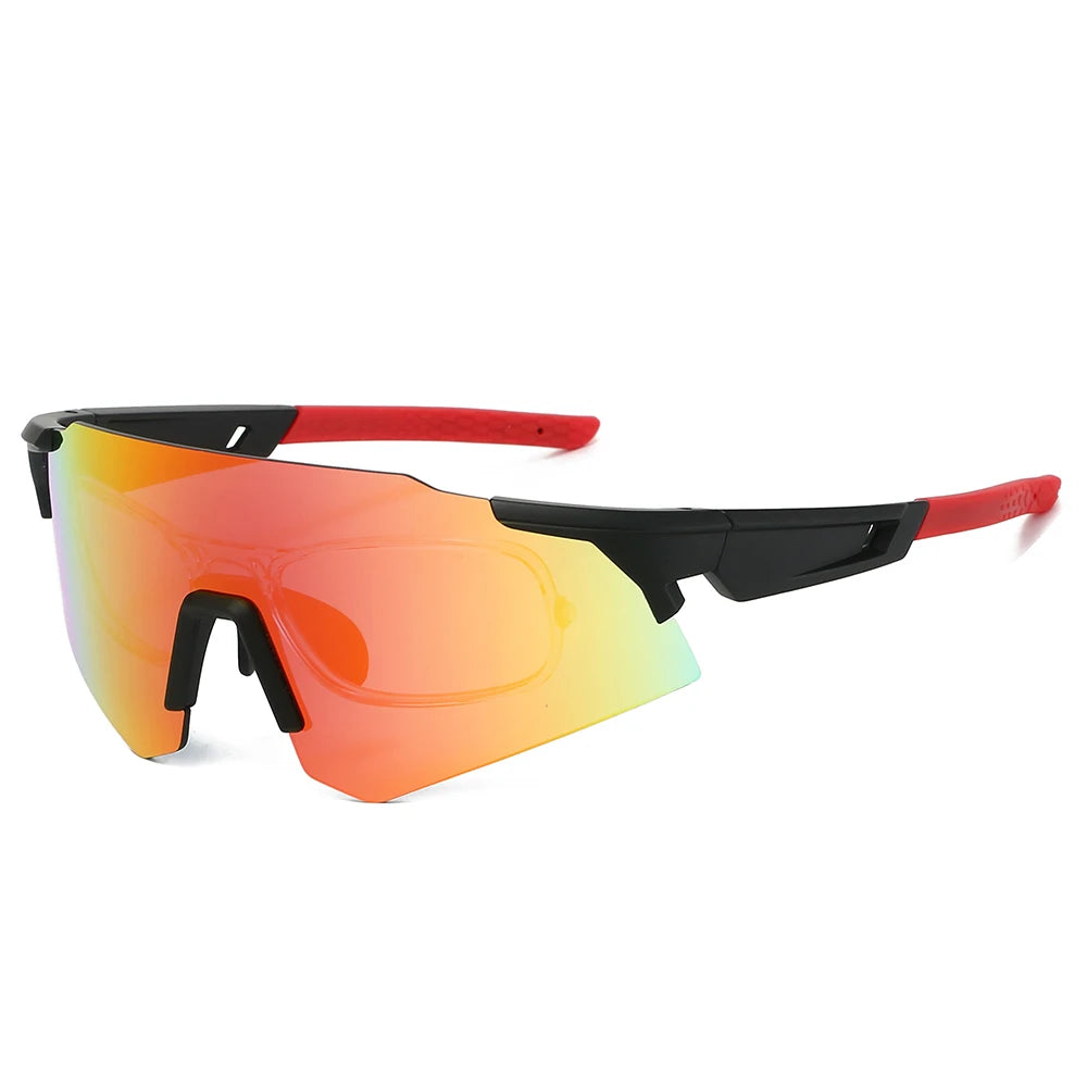 Übergroße Sportbrille/Skibrille – Modische Outdoor Sonnenbrille für Damen & Herren | Trendige Spiegelbrille mit UV400 Schutz für Radfahren & Freizeit Kaufschwan® Rot 1