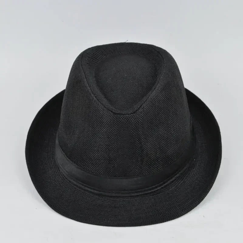 Herren Baumwoll-Leinen Hut – Jazzhut, Englischer Gentleman Hut, Vielseitig & Modisch Kaufschwan® Schwarz