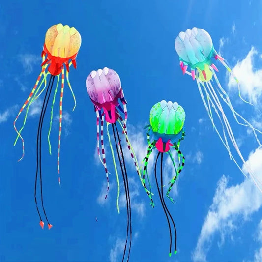 10M Riesiger Quallendrachen – Großer Aufblasbarer Weichdrachen aus Reißhemmendem Nylon für Strand und Freizeit Kaufschwan® 10m Blau Kite