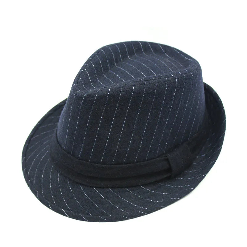 Herbst & Winter Herren British Wollhut – Retro gestreifter Jazzhut, Vielseitiger Hut für Männer mittleren und höheren Alters Kaufschwan® Dunkelblau